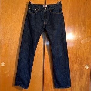 Levi’s 501 dark wash button fly jeans 33x32